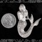 Antiqued Silver Plated Brass Extra Large Shy Mermaid Pendant Charm - One - S-P79